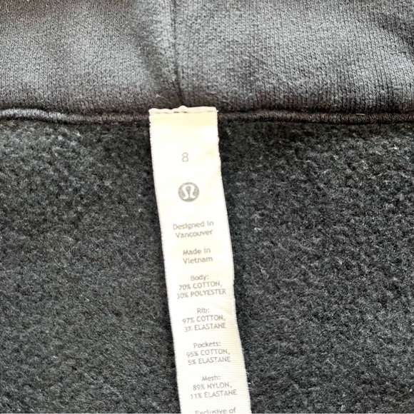 Lululemon Scuba Hoodie Light Cotton Zip Up Fleece in Black Size 8 - Picture 9 of 9
